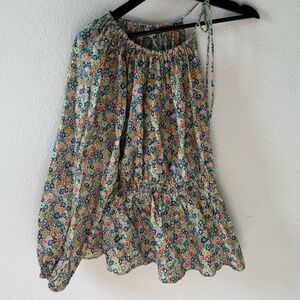 One Shoulder Floral Peplum Blouse